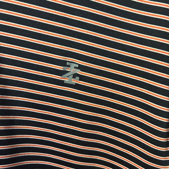 Men's IZOD Golf Polo Shirt Large Black Orange White Stripe Size XL - Picture 3 of 4